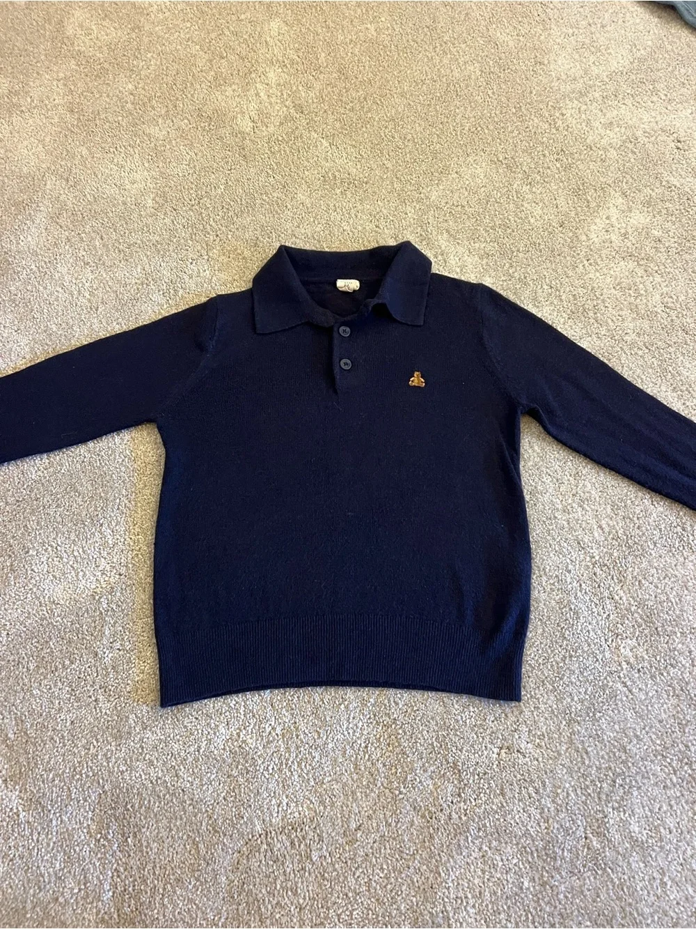 GAP Navy Polo Collar Knit Sweater with Small Embroidered Logo